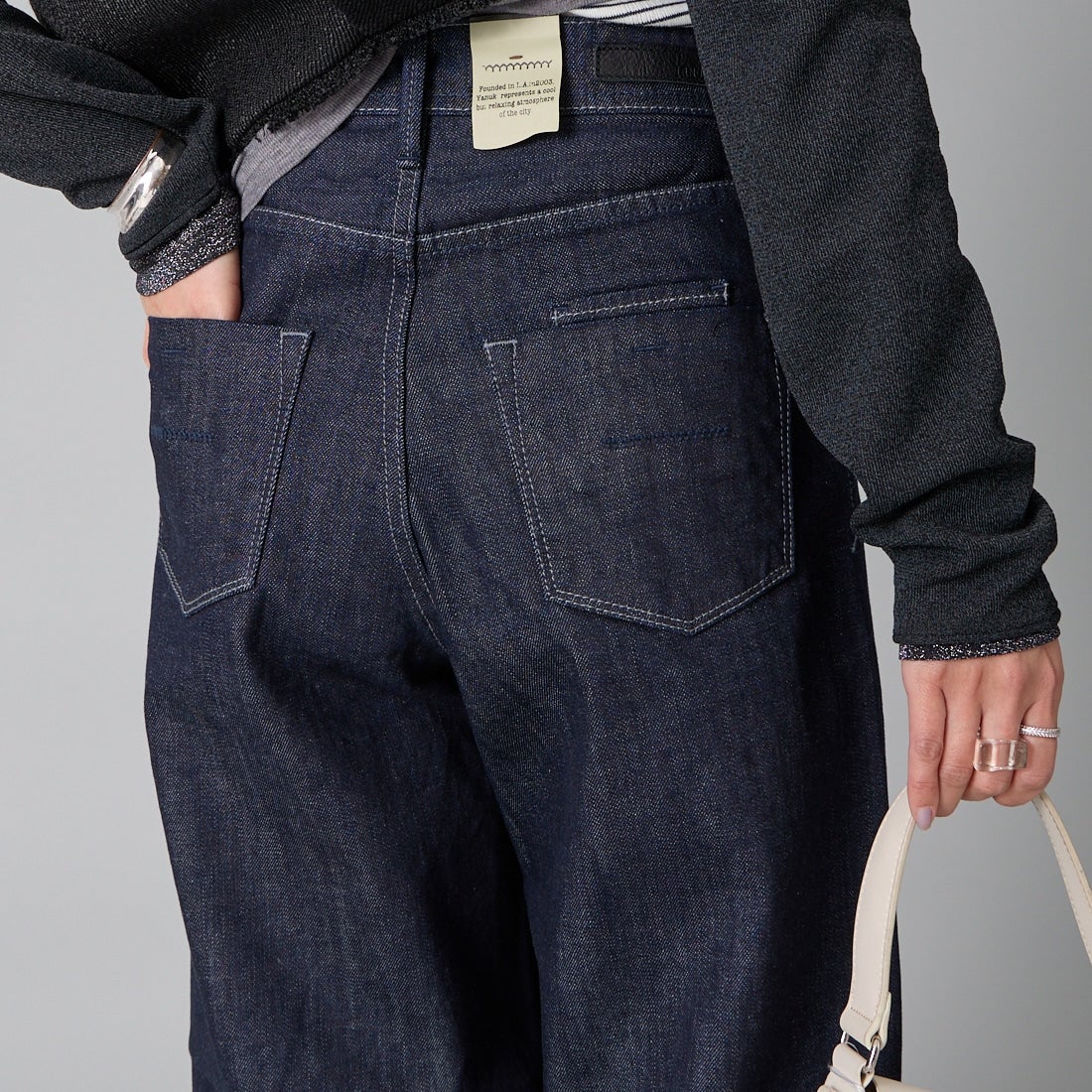 YANUK [ヤヌーク] ワイドフレアデニム [57151320] OWI &&モデル身長：159cm 着用サイズ：24&&