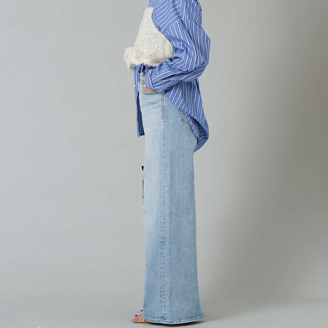 YANUK [ヤヌーク] ワイドフレアデニム [57161382] MFT &&モデル身長：159cm 着用サイズ：24&&