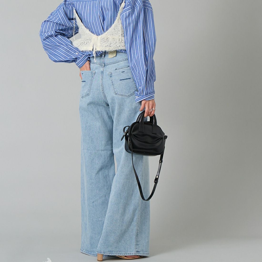 YANUK [ヤヌーク] ワイドフレアデニム [57161382] MFT &&モデル身長：159cm 着用サイズ：24&&