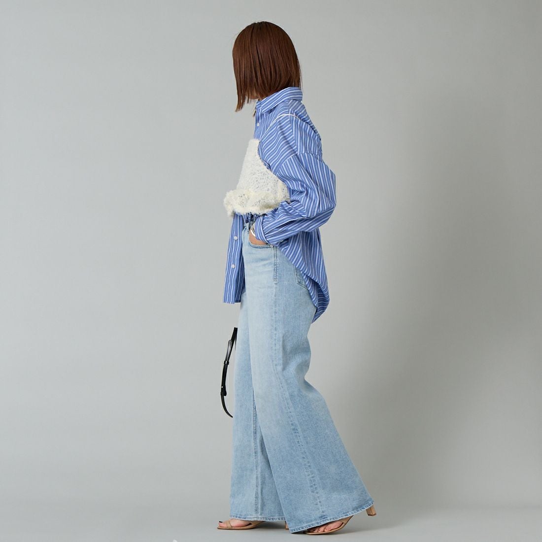 YANUK [ヤヌーク] ワイドフレアデニム [57161382] MFT &&モデル身長：159cm 着用サイズ：24&&