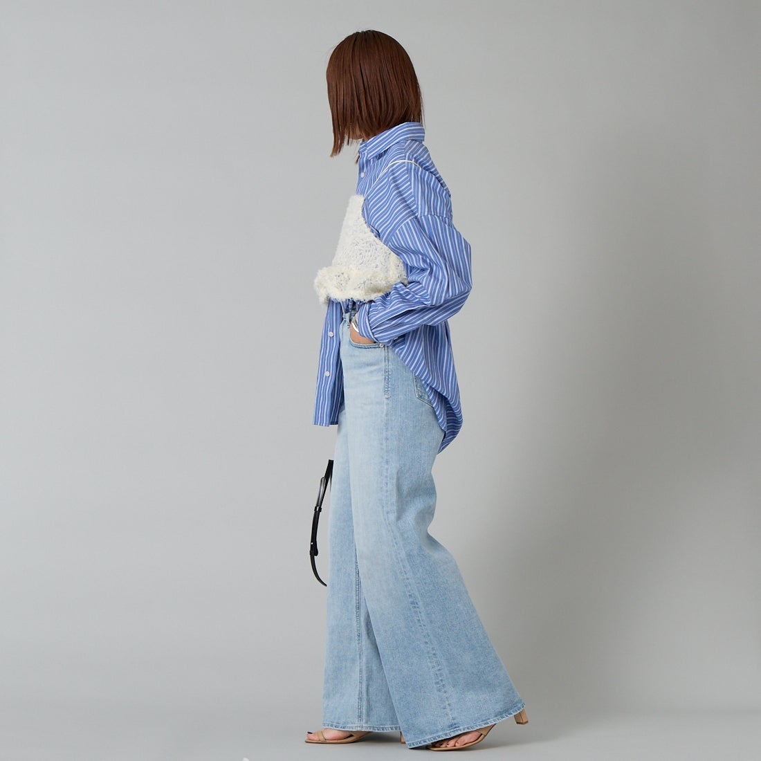 YANUK [ヤヌーク] ワイドフレアデニム [57161382] MFT &&モデル身長：159cm 着用サイズ：24&&