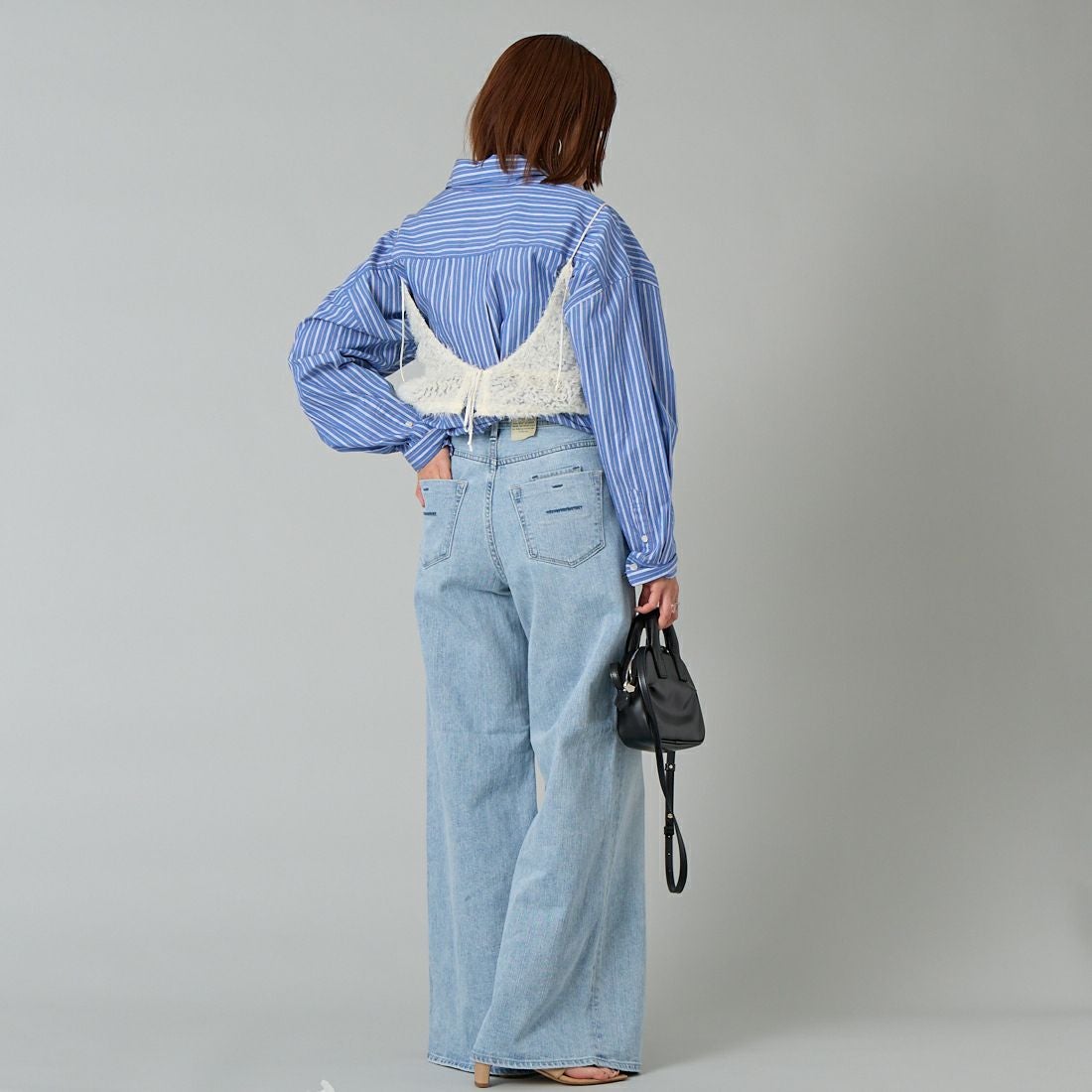 YANUK [ヤヌーク] ワイドフレアデニム [57161382] MFT &&モデル身長：159cm 着用サイズ：24&&