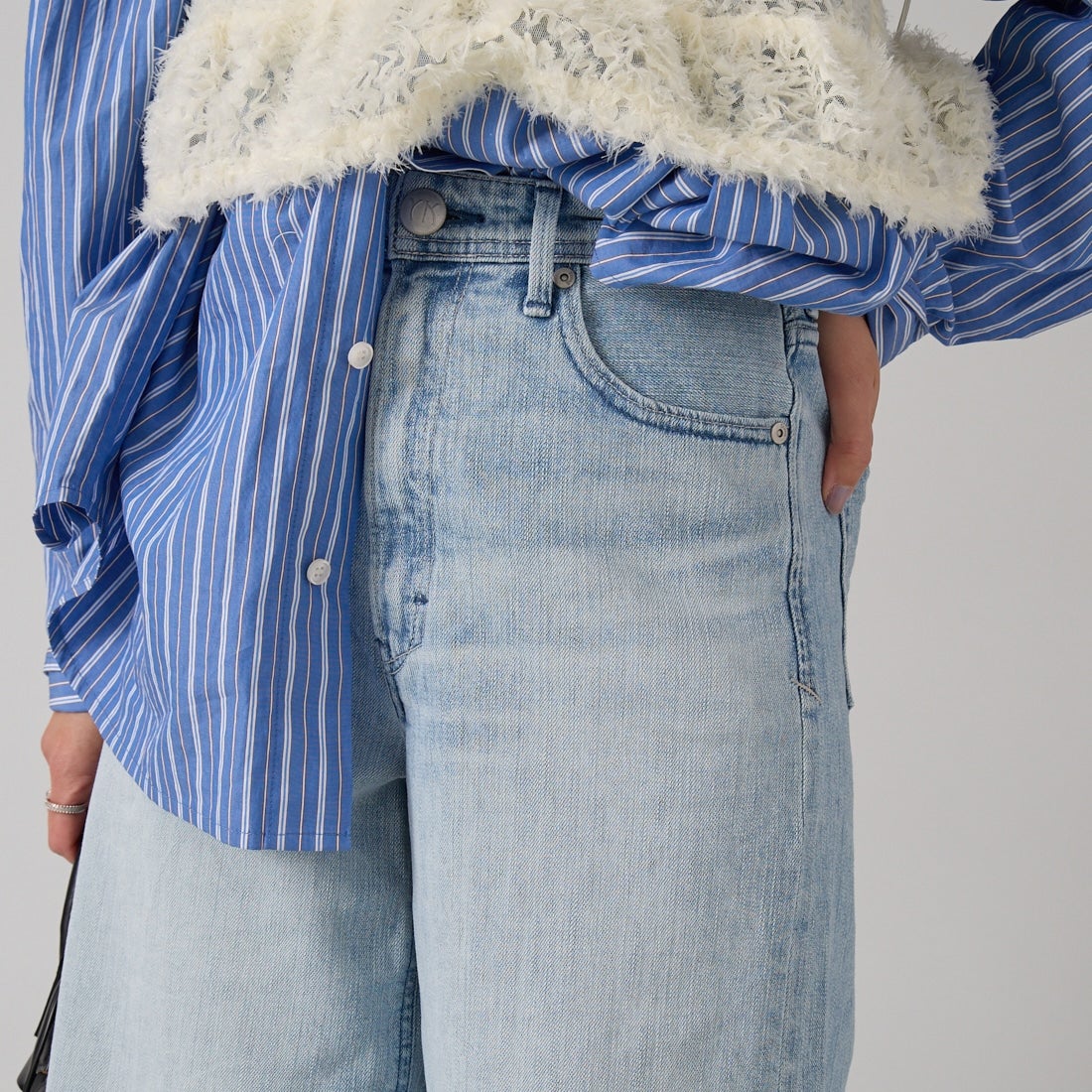 YANUK [ヤヌーク] ワイドフレアデニム [57161382] MFT &&モデル身長：159cm 着用サイズ：24&&