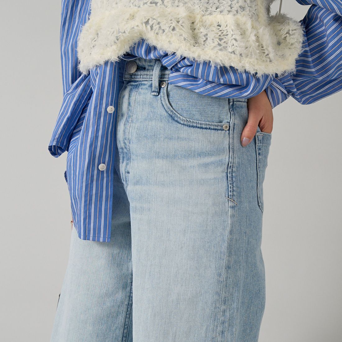 YANUK [ヤヌーク] ワイドフレアデニム [57161382] MFT &&モデル身長：159cm 着用サイズ：24&&