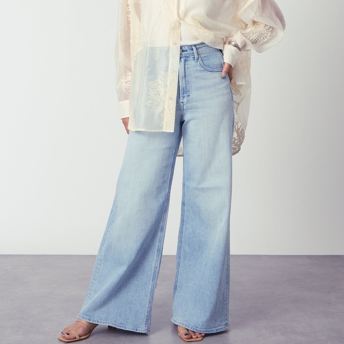 YANUK [ヤヌーク] ワイドフレアデニム [57161382] MFT &&モデル身長：162cm 着用サイズ：24&&