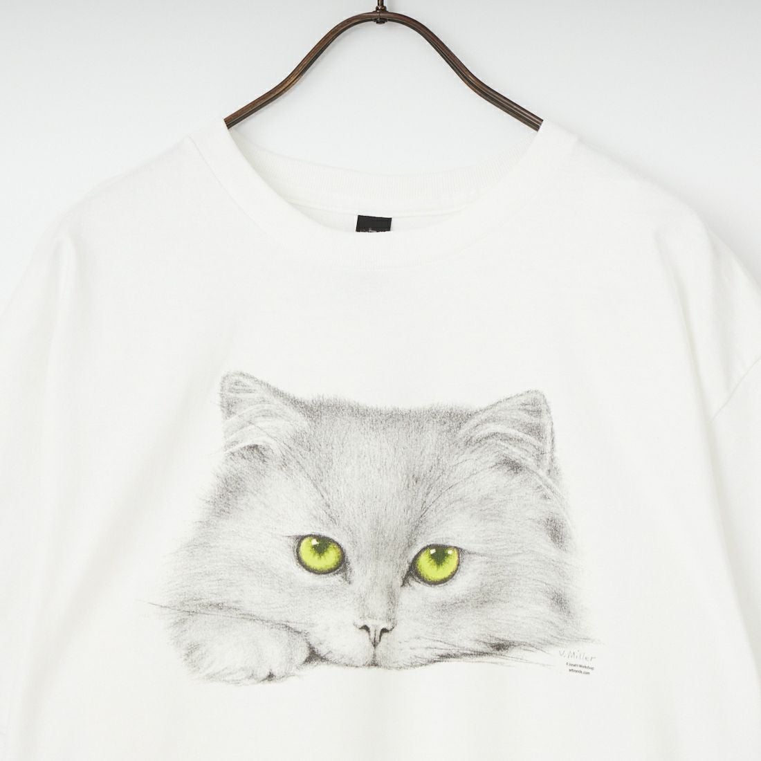 NOVELTY TEES [ノベルティティーズ] GREEN EYED CAT ショートスリーブTシャツ [GREEN-EYED-CAT] WHITE