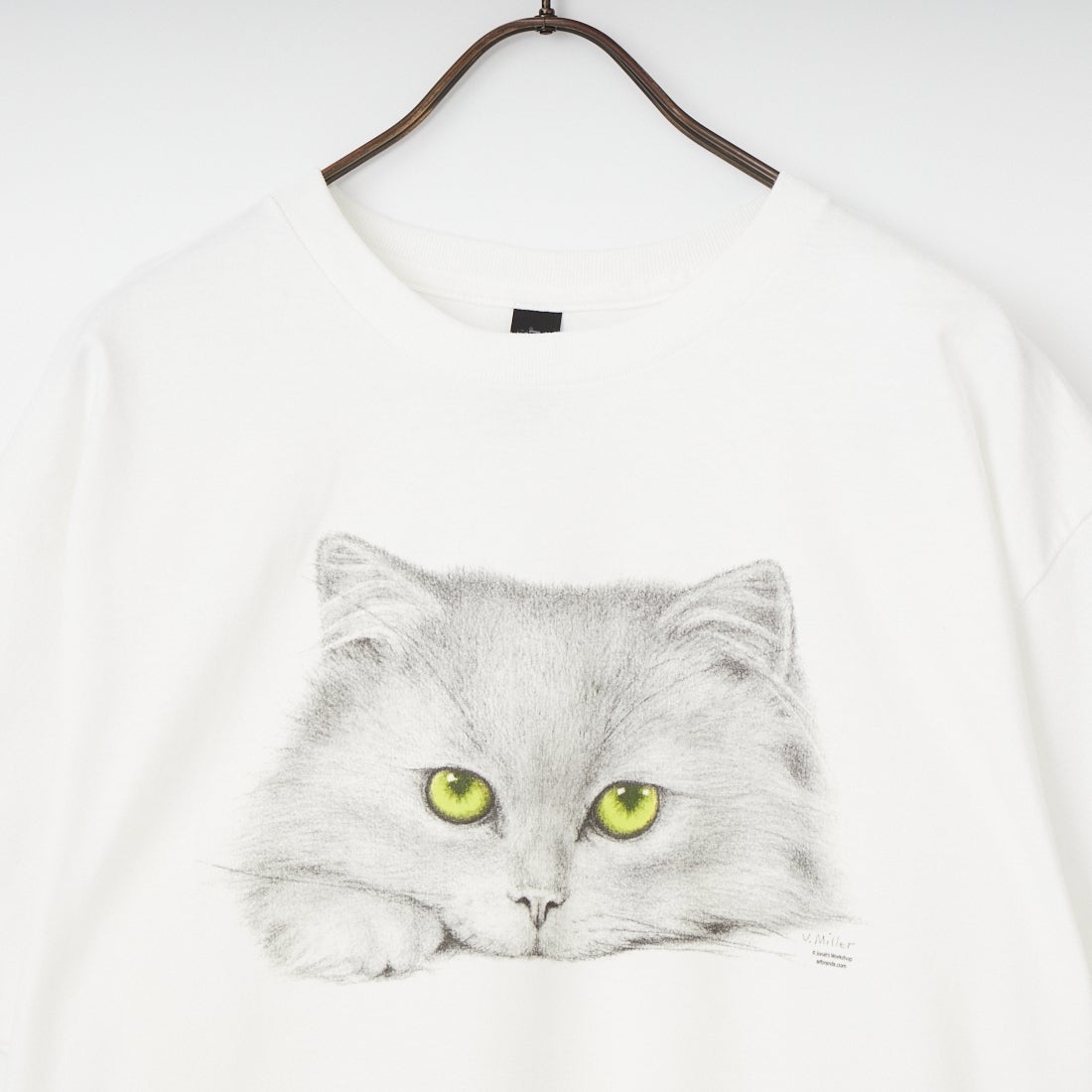 NOVELTY TEES [ノベルティティーズ] GREEN EYED CAT ショートスリーブTシャツ [GREEN-EYED-CAT] WHITE