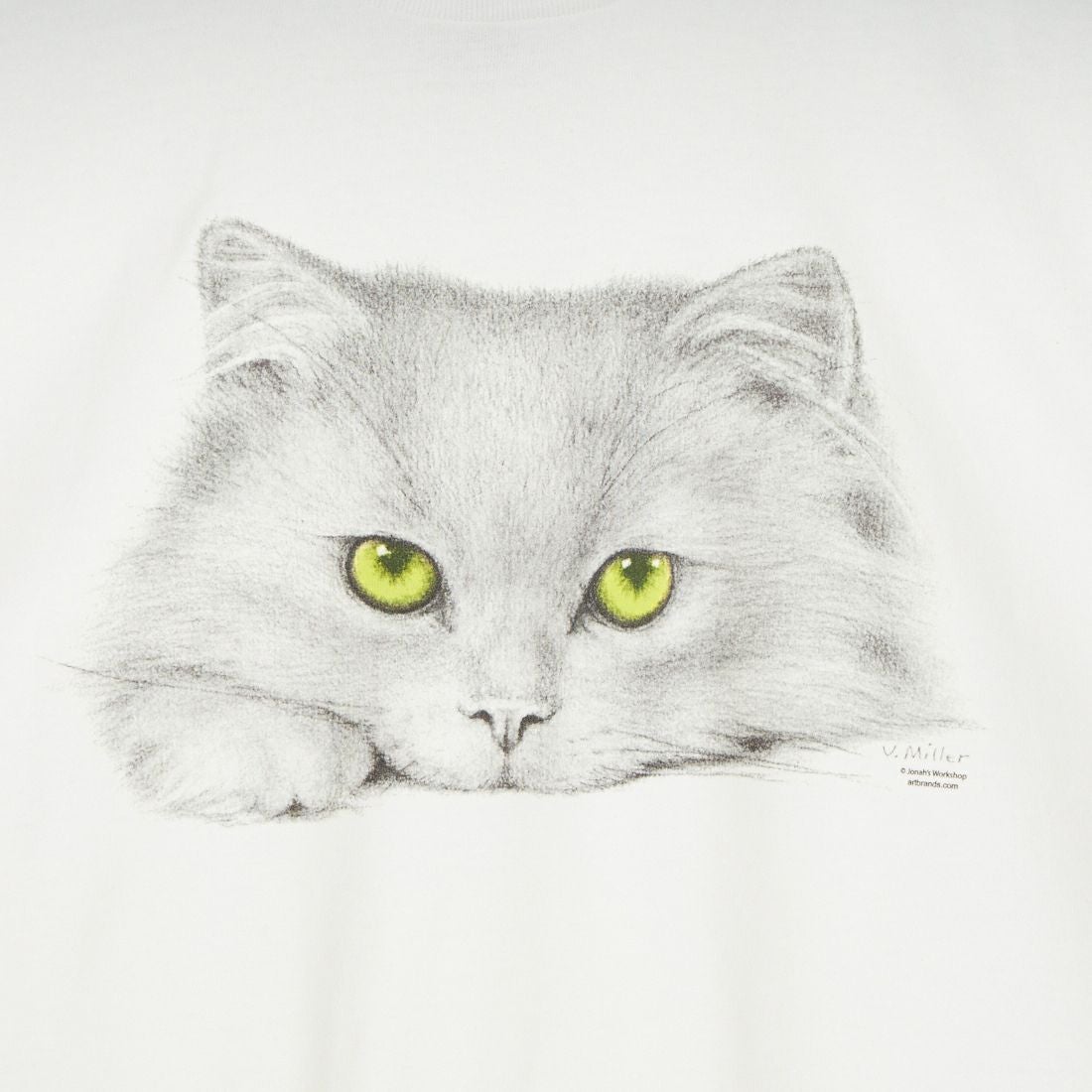 NOVELTY TEES [ノベルティティーズ] GREEN EYED CAT ショートスリーブTシャツ [GREEN-EYED-CAT] WHITE