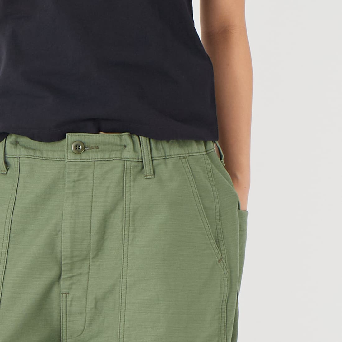 HARVESTY [ハーベスティ] ビッグファティーグパンツ [A12605] 55 MILITAR &&モデル身長：162cm 着用サイズ：1&&