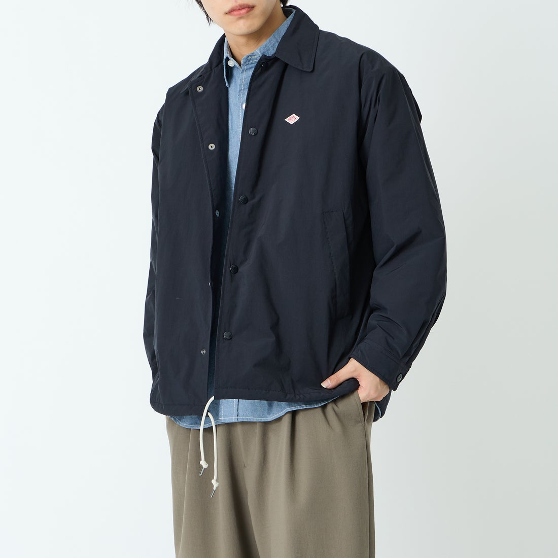 DANTON [ダントン] インサレーション コーチジャケット [DT-A0640PNT] NAVY &&モデル身長：179cm 着用サイズ：42&&