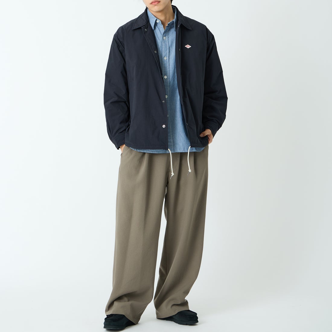 DANTON [ダントン] インサレーション コーチジャケット [DT-A0640PNT] NAVY &&モデル身長：179cm 着用サイズ：42&&