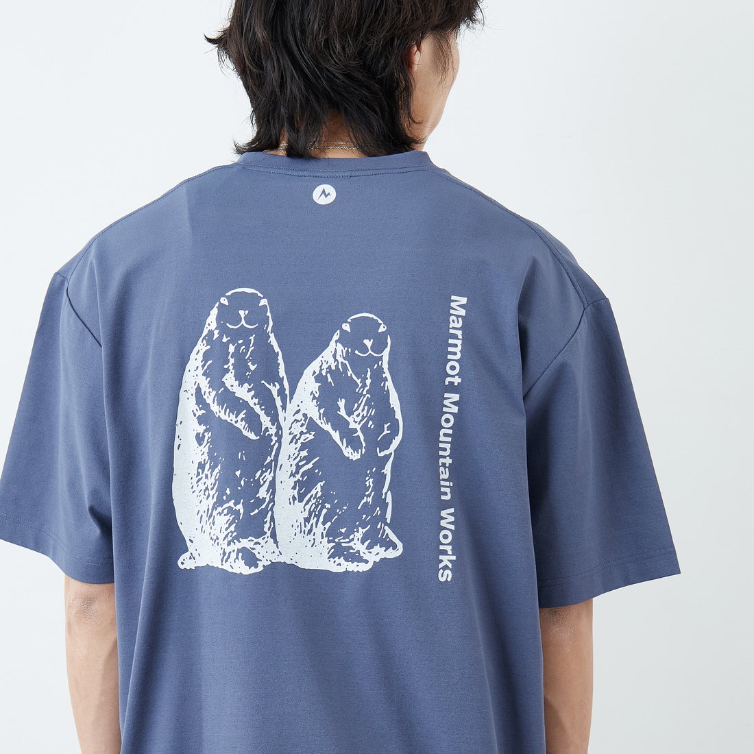 Marmot [マーモット] 別注 ドローコード付き マーモットバックプリントTシャツ [MTSS26MST335IN-JF] INDIGO