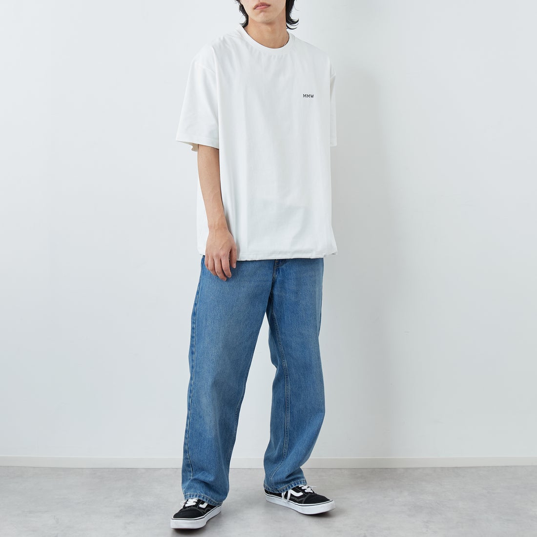 Marmot [マーモット] 別注 ドローコード付き マーモットバックプリントTシャツ [MTSS26MST335IN-JF] WHITE &&モデル身長：179cm 着用サイズ：L&&