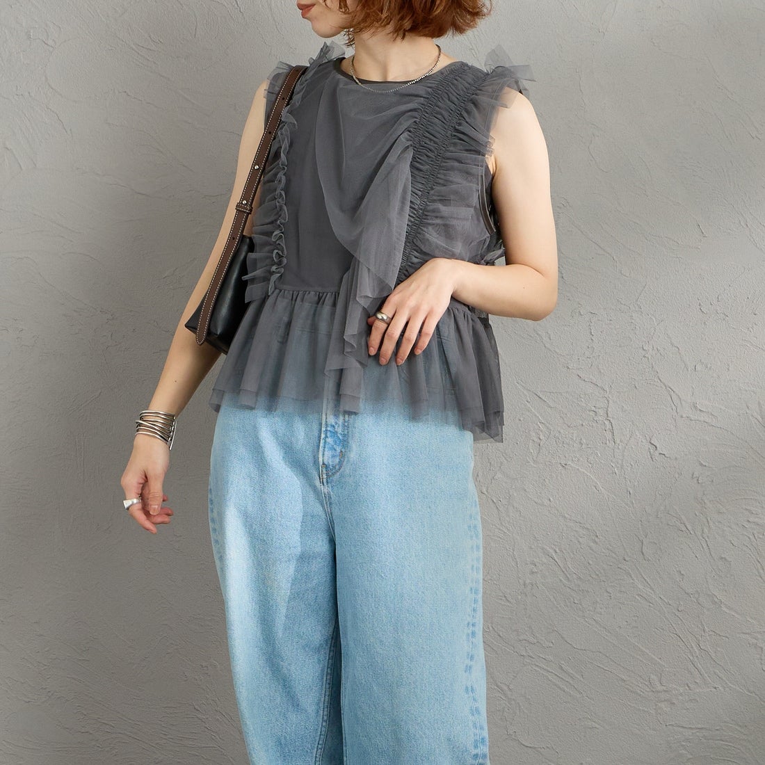 08 CHARCOA&&モデル身長：158cm 着用サイズ：F&&