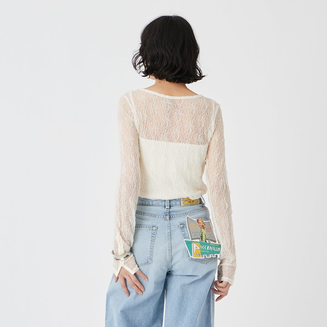 USINE [ユジーヌ] シアーレースカットソー [IN3-CST-6] 3 ｵﾌﾎﾜｲﾄ &&モデル身長：162cm 着用サイズ：F&&