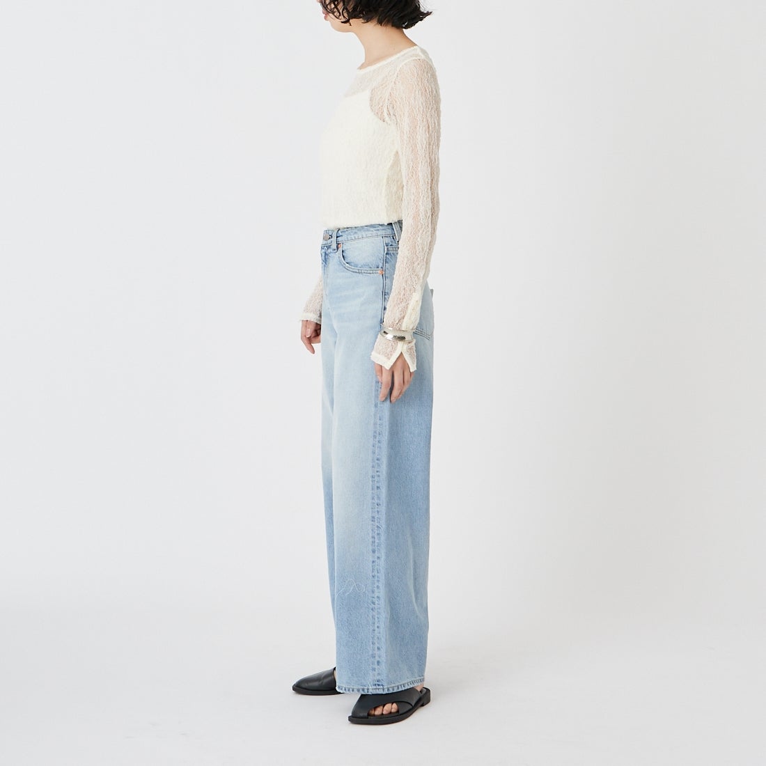 USINE [ユジーヌ] シアーレースカットソー [IN3-CST-6] 3 ｵﾌﾎﾜｲﾄ &&モデル身長：162cm 着用サイズ：F&&