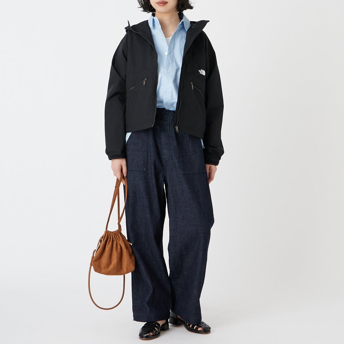 THE NORTH FACE [ザ ノースフェイス] ショートコンパクトジャケット [NPW22630] K &&モデル身長：162cm 着用サイズ：M&&