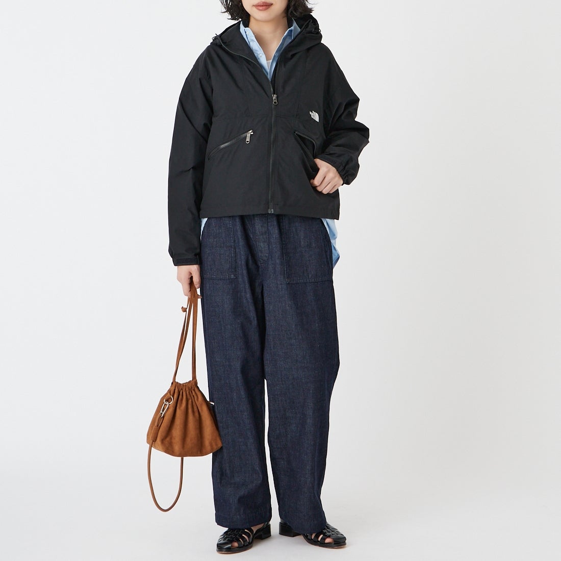 THE NORTH FACE [ザ ノースフェイス] ショートコンパクトジャケット [NPW22630] K &&モデル身長：162cm 着用サイズ：M&&