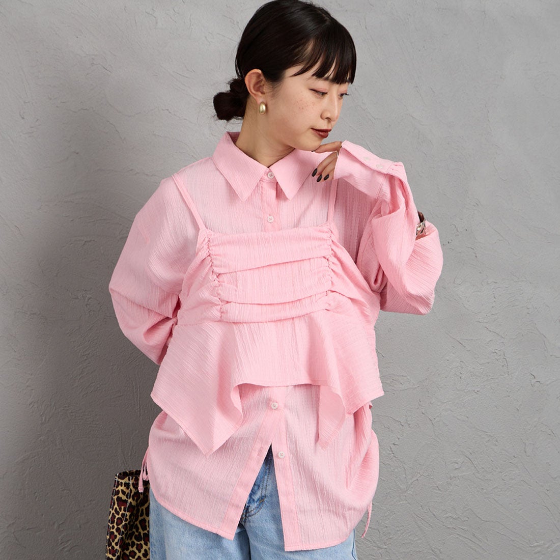 41 PINK&&モデル身長：150cm 着用サイズ：F&&