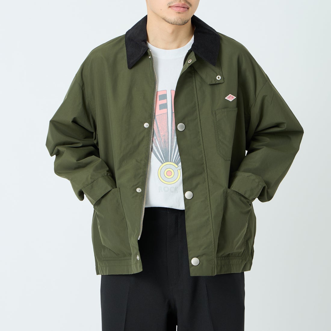 DANTON [ダントン] ナイロンタフタ カバーオールジャケット [DT-A0647STV] OLIVE &&モデル身長：168cm 着用サイズ：38&&