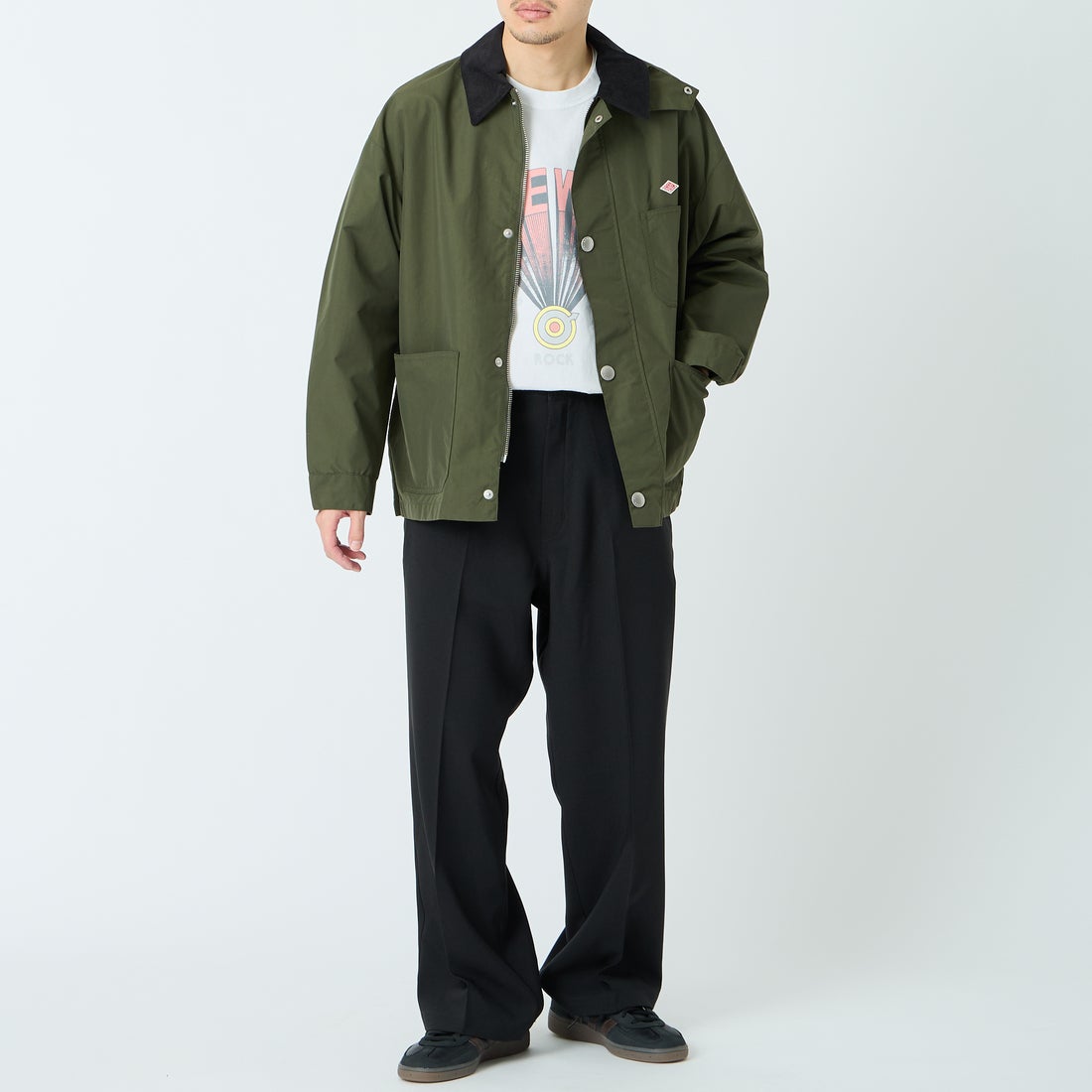 DANTON [ダントン] ナイロンタフタ カバーオールジャケット [DT-A0647STV] OLIVE &&モデル身長：168cm 着用サイズ：38&&