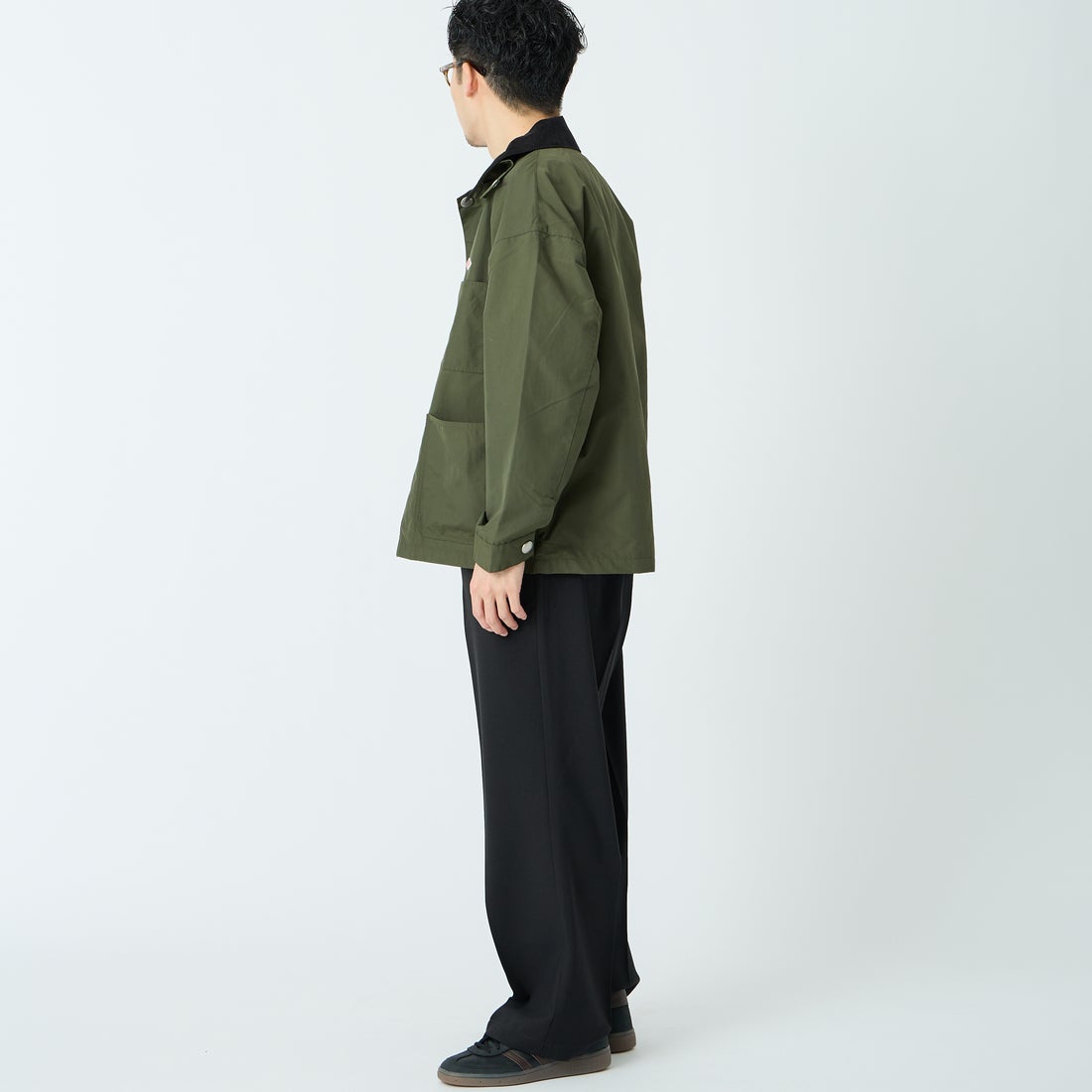 DANTON [ダントン] ナイロンタフタ カバーオールジャケット [DT-A0647STV] OLIVE &&モデル身長：168cm 着用サイズ：38&&
