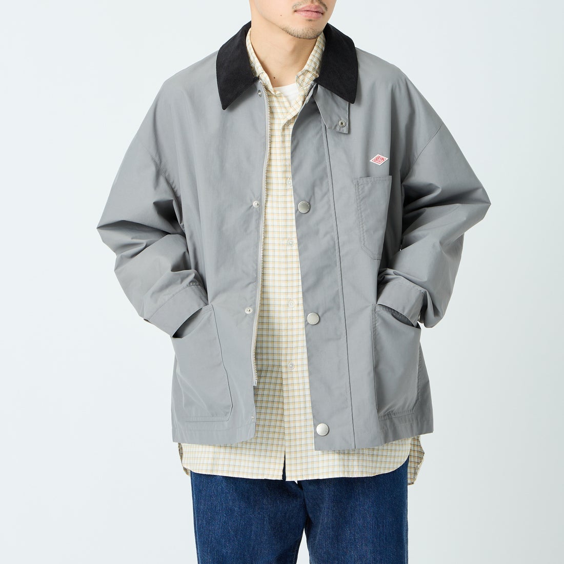 DANTON [ダントン] ナイロンタフタ カバーオールジャケット [DT-A0647STV] GREY &&モデル身長：168cm 着用サイズ：40&&