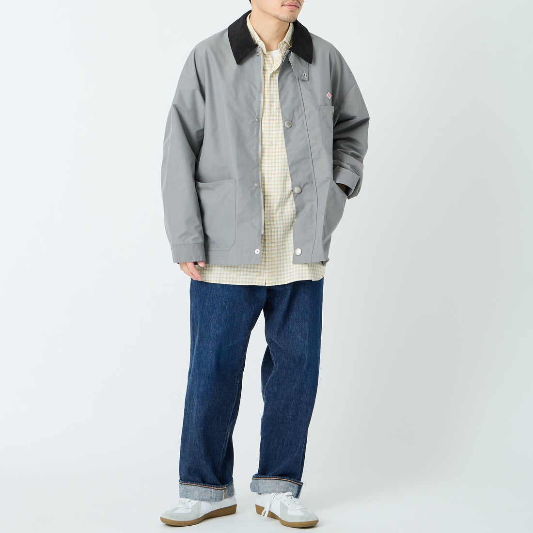 DANTON [ダントン] ナイロンタフタ カバーオールジャケット [DT-A0647STV] GREY &&モデル身長：168cm 着用サイズ：40&&