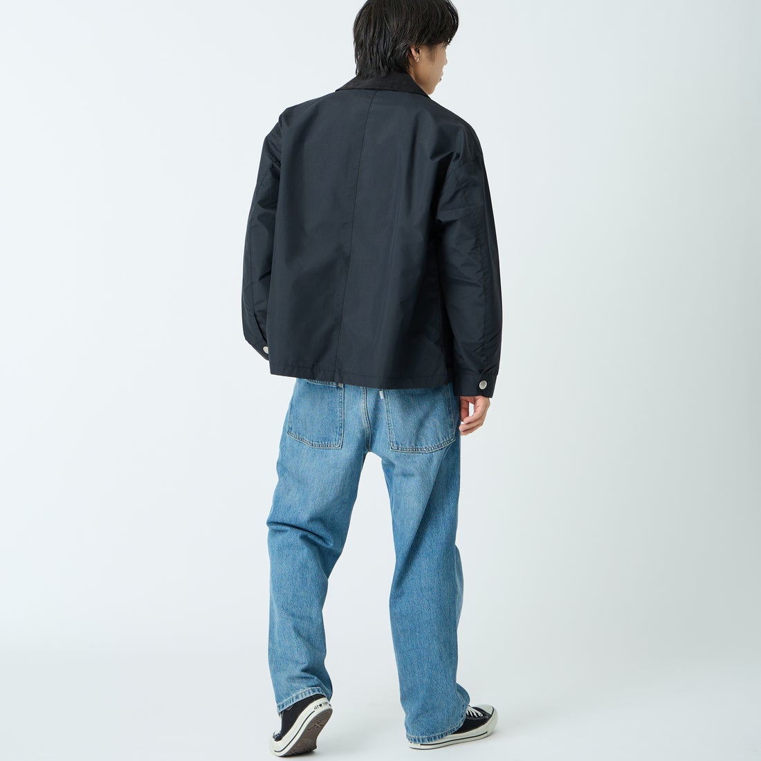 DANTON [ダントン] ナイロンタフタ カバーオールジャケット [DT-A0647STV] BLACK &&モデル身長：179cm 着用サイズ：40&&