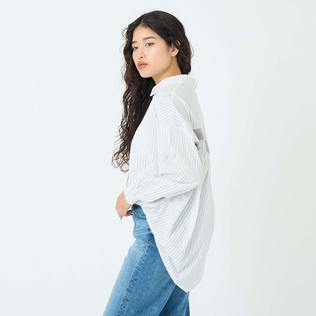 Jf Ready Made [ジェイエフレディメイド] コーマコットン オーバーギャザーブラウス [4126101] ｵﾌ/ﾌﾞﾗｯｸ &&モデル身長：162cm 着用サイズ：F&&