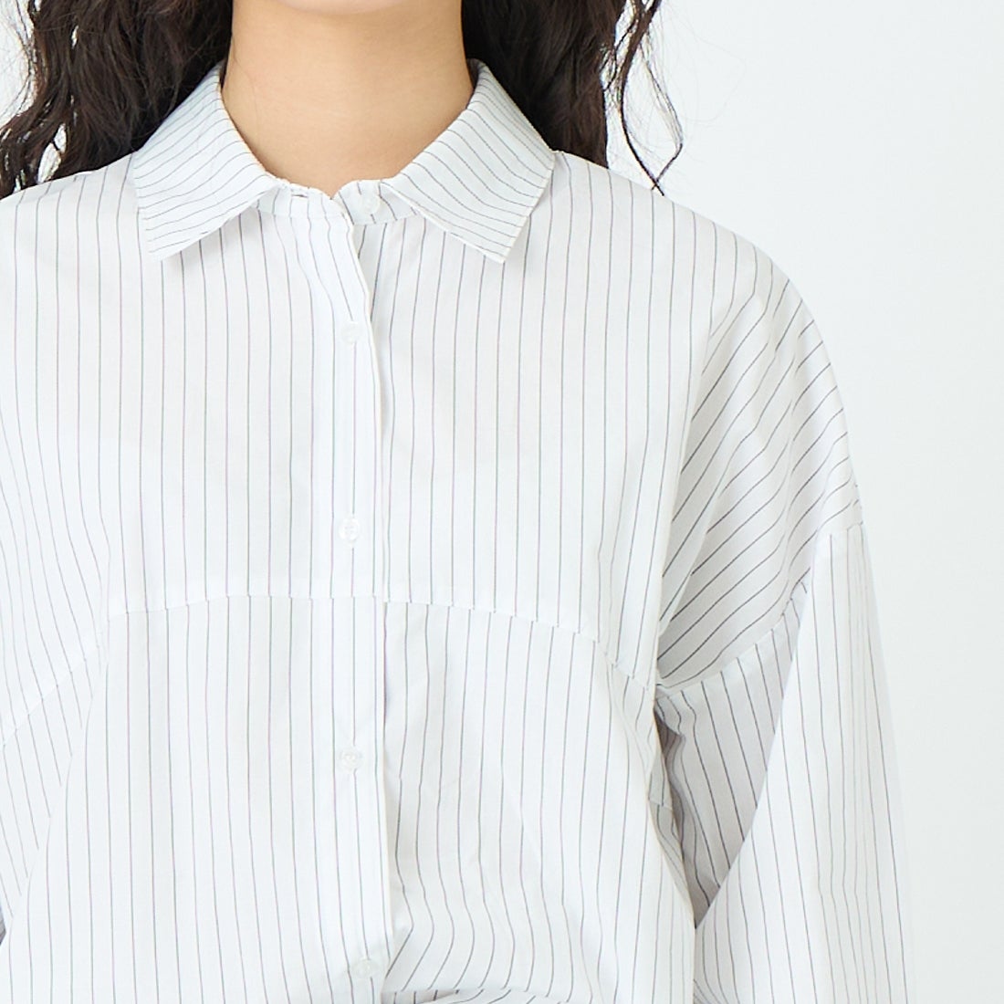 Jf Ready Made [ジェイエフレディメイド] コーマコットン オーバーギャザーブラウス [4126101] ｵﾌ/ﾌﾞﾗｯｸ &&モデル身長：162cm 着用サイズ：F&&