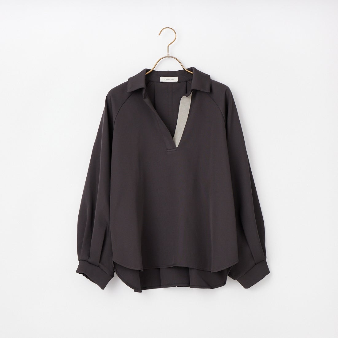 Jf Ready Made [ジェイエフレディメイド] パウダーストレッチ スキッパーブラウス [4126104] ﾁｬｺｰﾙ