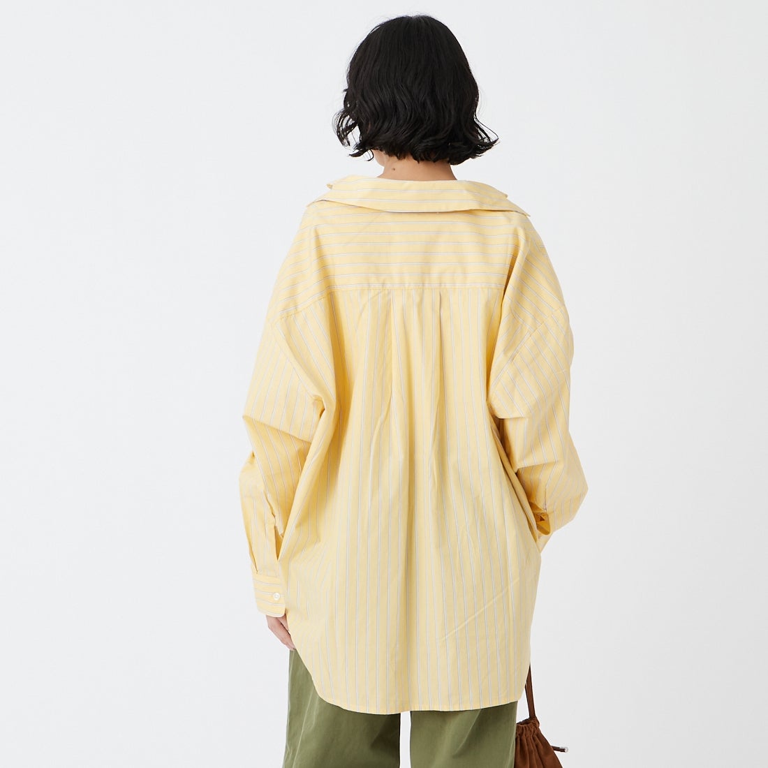 Jeans Factory Clothes [ジーンズファクトリークローズ] メンズライクビッグシャツ [IN7-SH-6] YEL ST &&モデル身長：162cm 着用サイズ：F&&