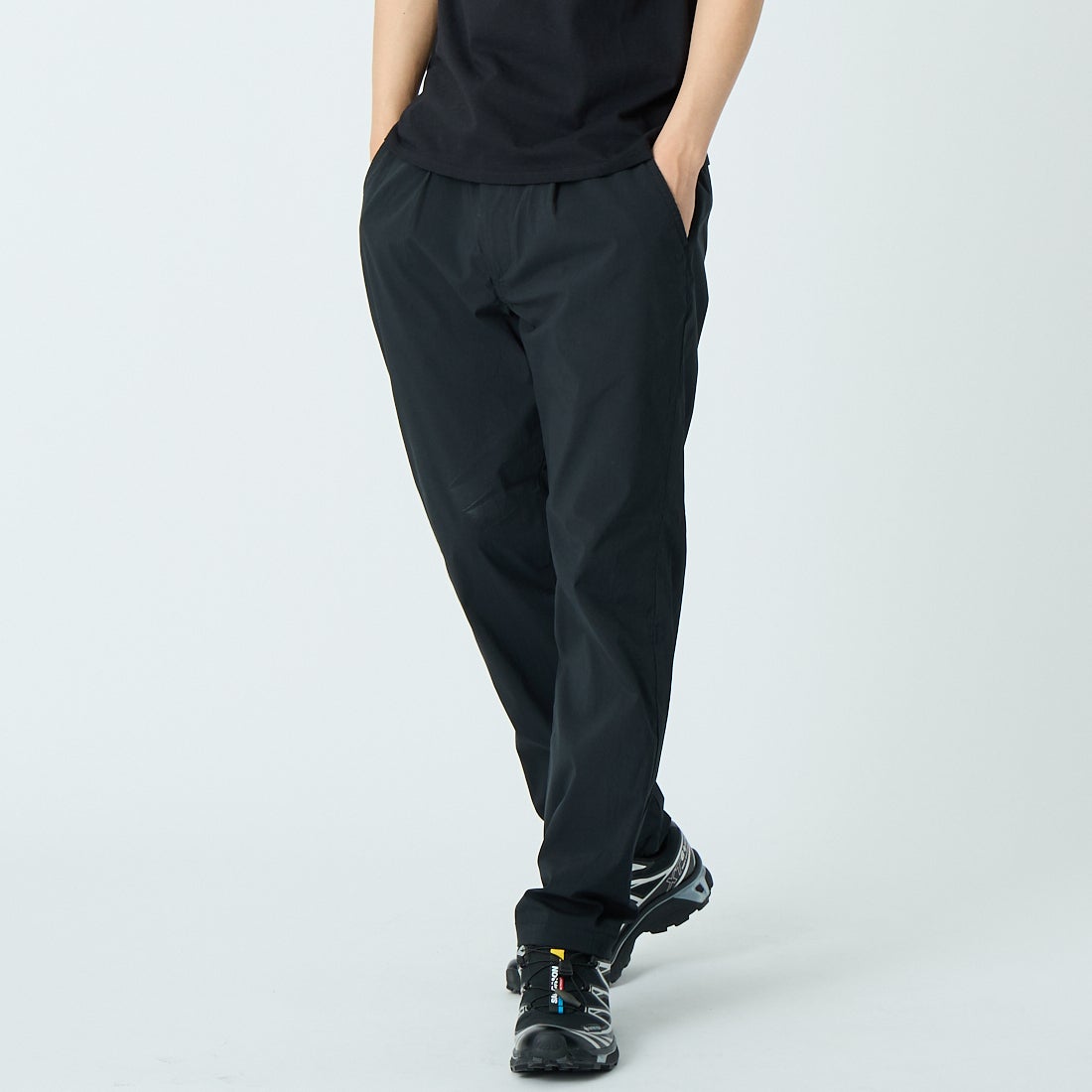 Jeans Factory Clothes [ジーンズファクトリークローズ] プライムフレックス1Pイージートラウザー [JFC-262-011] 61 BLK &&モデル身長：179cm 着用サイズ：XL&&