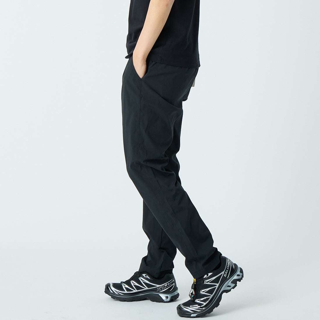 Jeans Factory Clothes [ジーンズファクトリークローズ] プライムフレックス1Pイージートラウザー [JFC-262-011] 61 BLK &&モデル身長：179cm 着用サイズ：XL&&