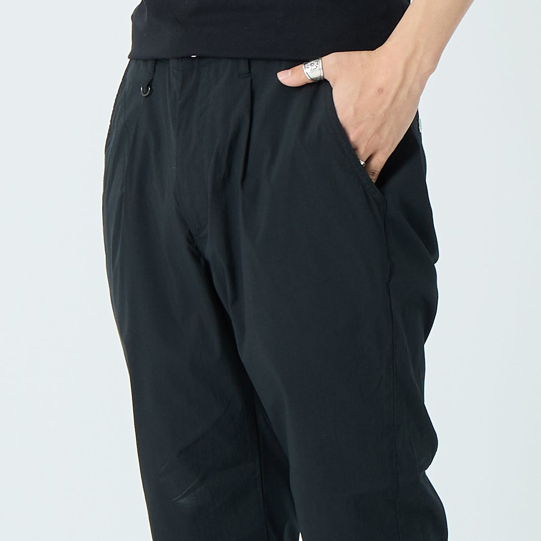 Jeans Factory Clothes [ジーンズファクトリークローズ] プライムフレックス1Pイージートラウザー [JFC-262-011] 61 BLK &&モデル身長：179cm 着用サイズ：XL&&