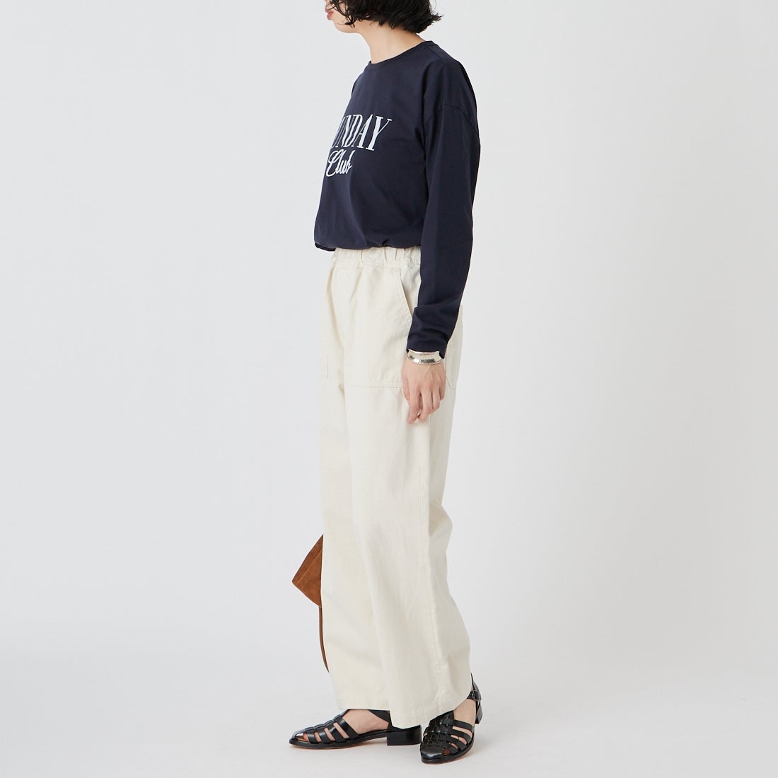 Jeans Factory Clothes [ジーンズファクトリークローズ] イージーワイドベイカーパンツ [IN24-PT-6] 08 KINARI &&モデル身長：162cm 着用サイズ：34&&