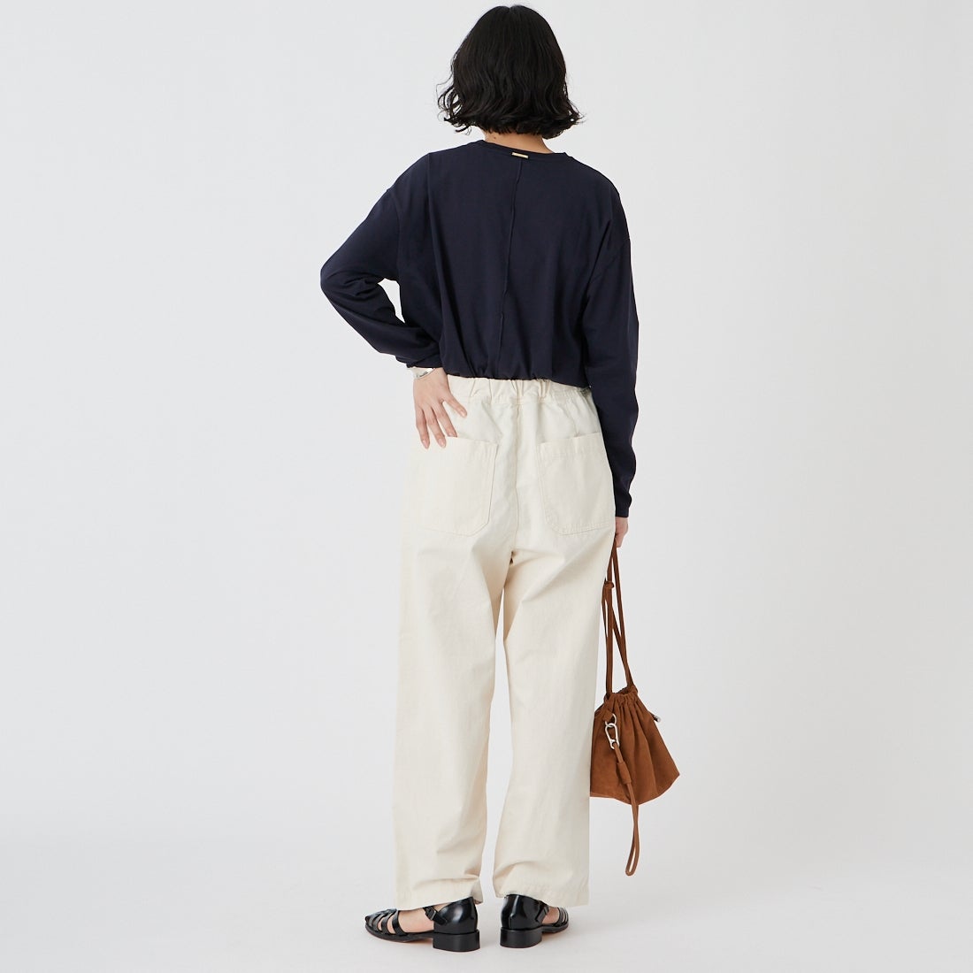 Jeans Factory Clothes [ジーンズファクトリークローズ] イージーワイドベイカーパンツ [IN24-PT-6] 08 KINARI &&モデル身長：162cm 着用サイズ：34&&