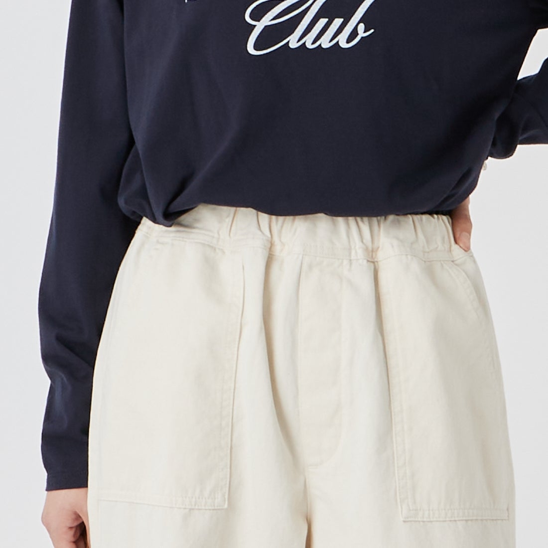 Jeans Factory Clothes [ジーンズファクトリークローズ] イージーワイドベイカーパンツ [IN24-PT-6] 08 KINARI &&モデル身長：162cm 着用サイズ：34&&