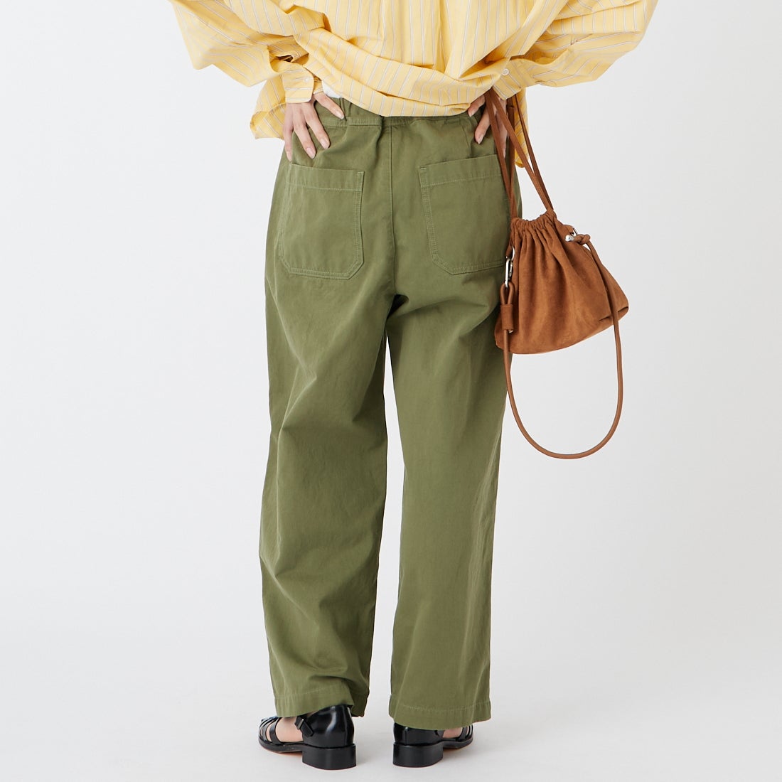 Jeans Factory Clothes [ジーンズファクトリークローズ] イージーワイドベイカーパンツ [IN24-PT-6] 32 KHAKI &&モデル身長：162cm 着用サイズ：34&&