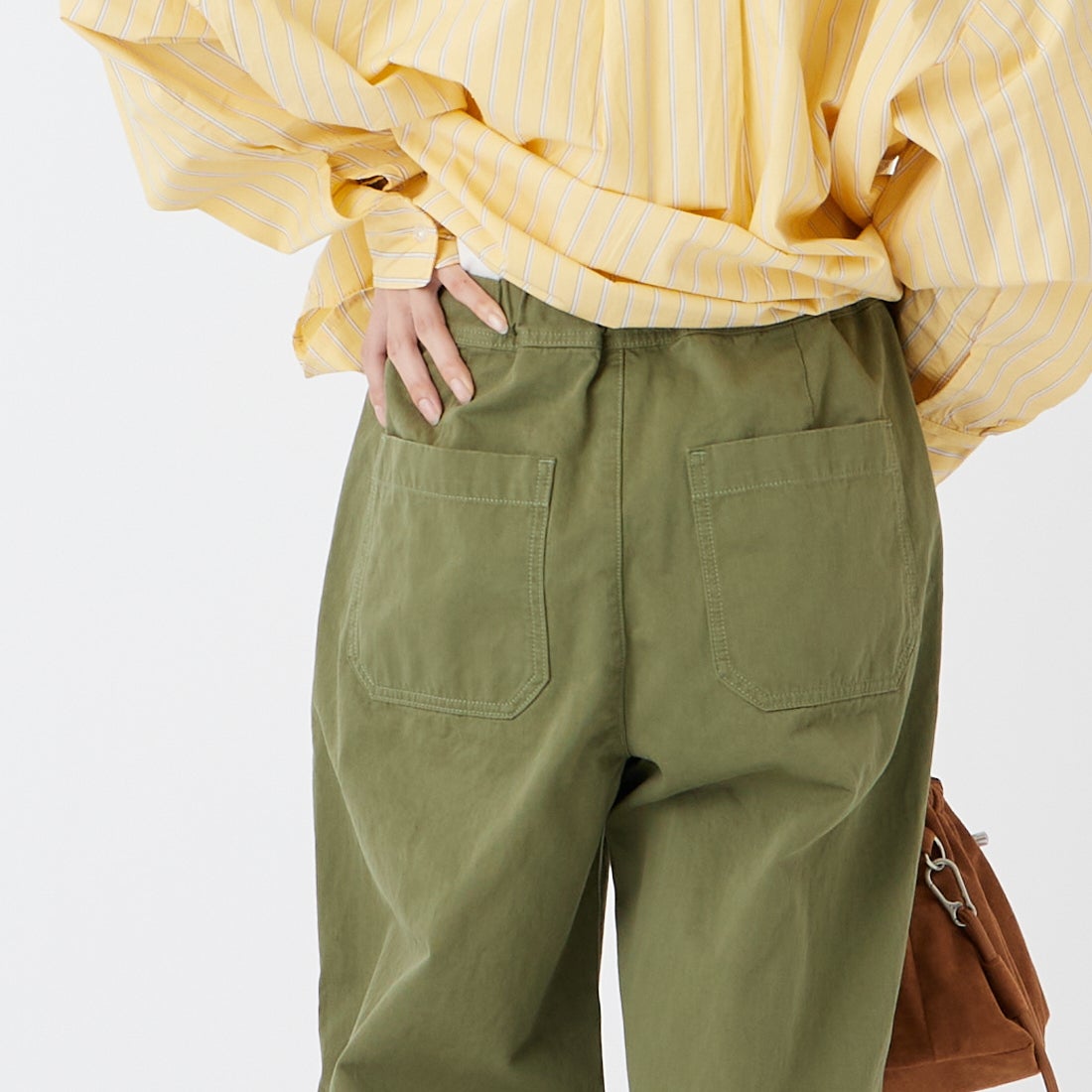 Jeans Factory Clothes [ジーンズファクトリークローズ] イージーワイドベイカーパンツ [IN24-PT-6] 32 KHAKI &&モデル身長：162cm 着用サイズ：34&&