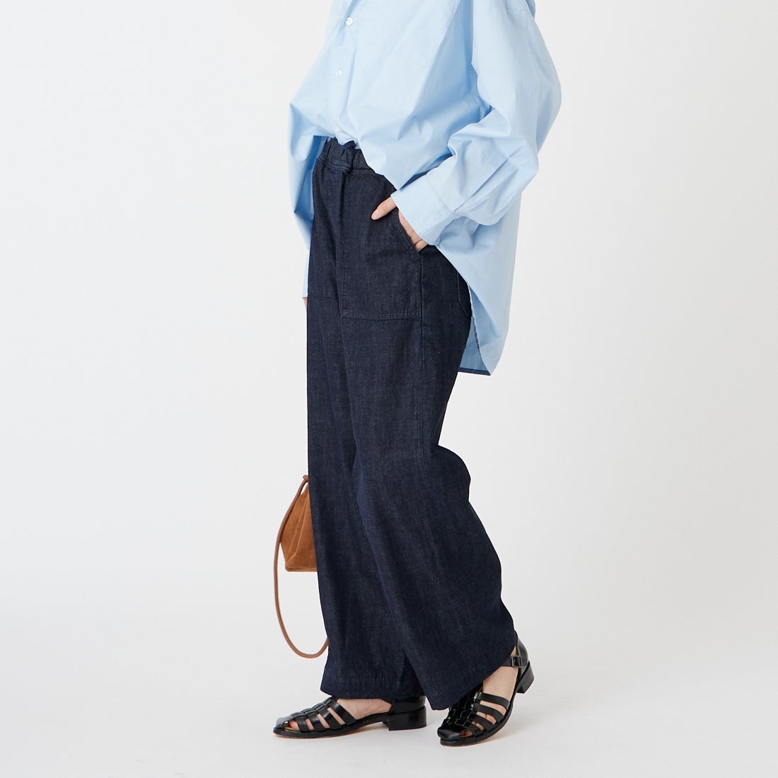 Jeans Factory Clothes [ジーンズファクトリークローズ] イージーワイドベイカーパンツ [IN24-PT-6] O.W &&モデル身長：162cm 着用サイズ：34&&