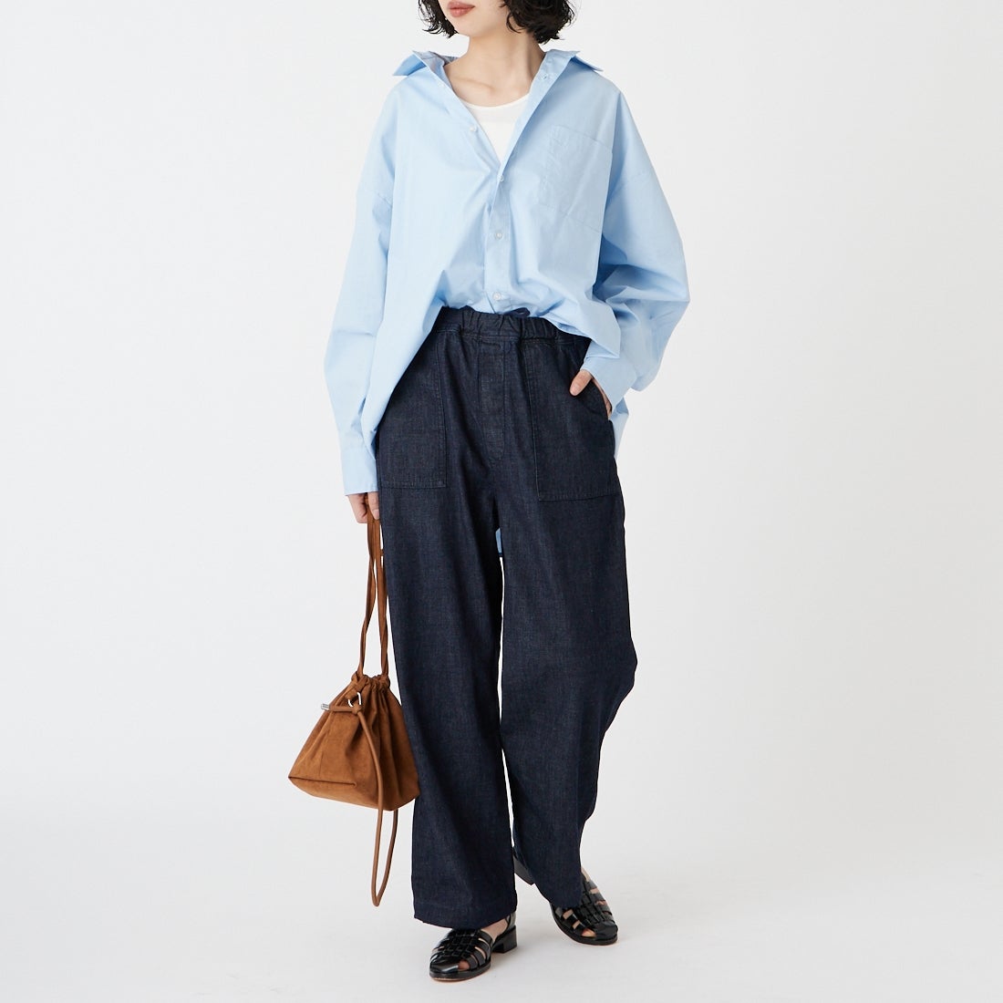 Jeans Factory Clothes [ジーンズファクトリークローズ] イージーワイドベイカーパンツ [IN24-PT-6] O.W &&モデル身長：162cm 着用サイズ：34&&
