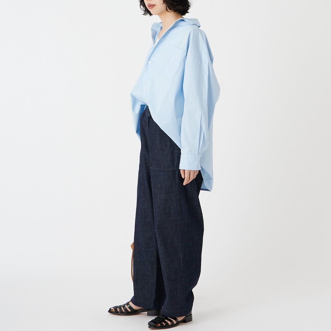 Jeans Factory Clothes [ジーンズファクトリークローズ] イージーワイドベイカーパンツ [IN24-PT-6] O.W &&モデル身長：162cm 着用サイズ：34&&