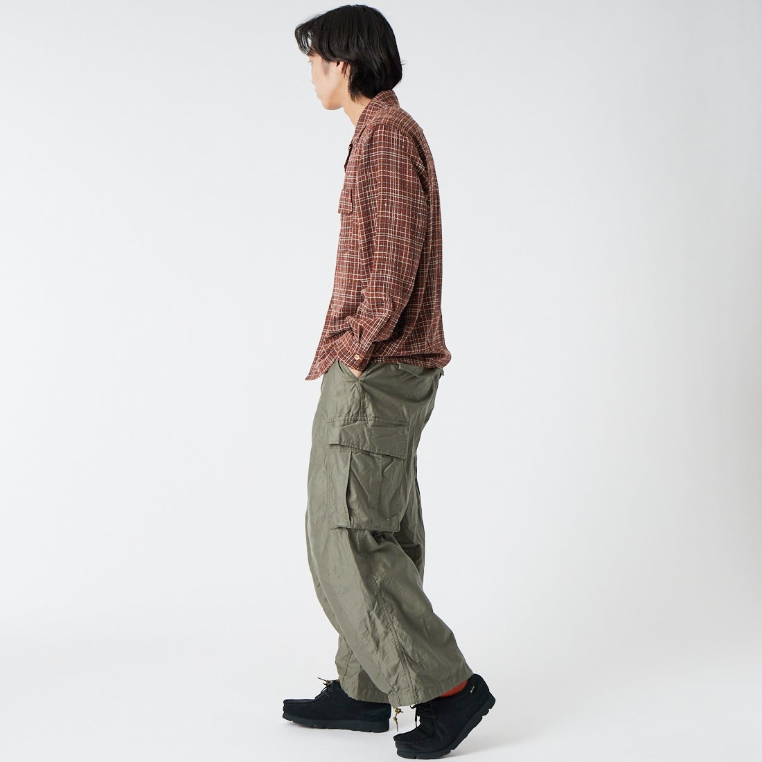 Needles [ニードルズ] クラシックシャツ [SX256] A BROWN &&モデル身長：179cm 着用サイズ：M&&