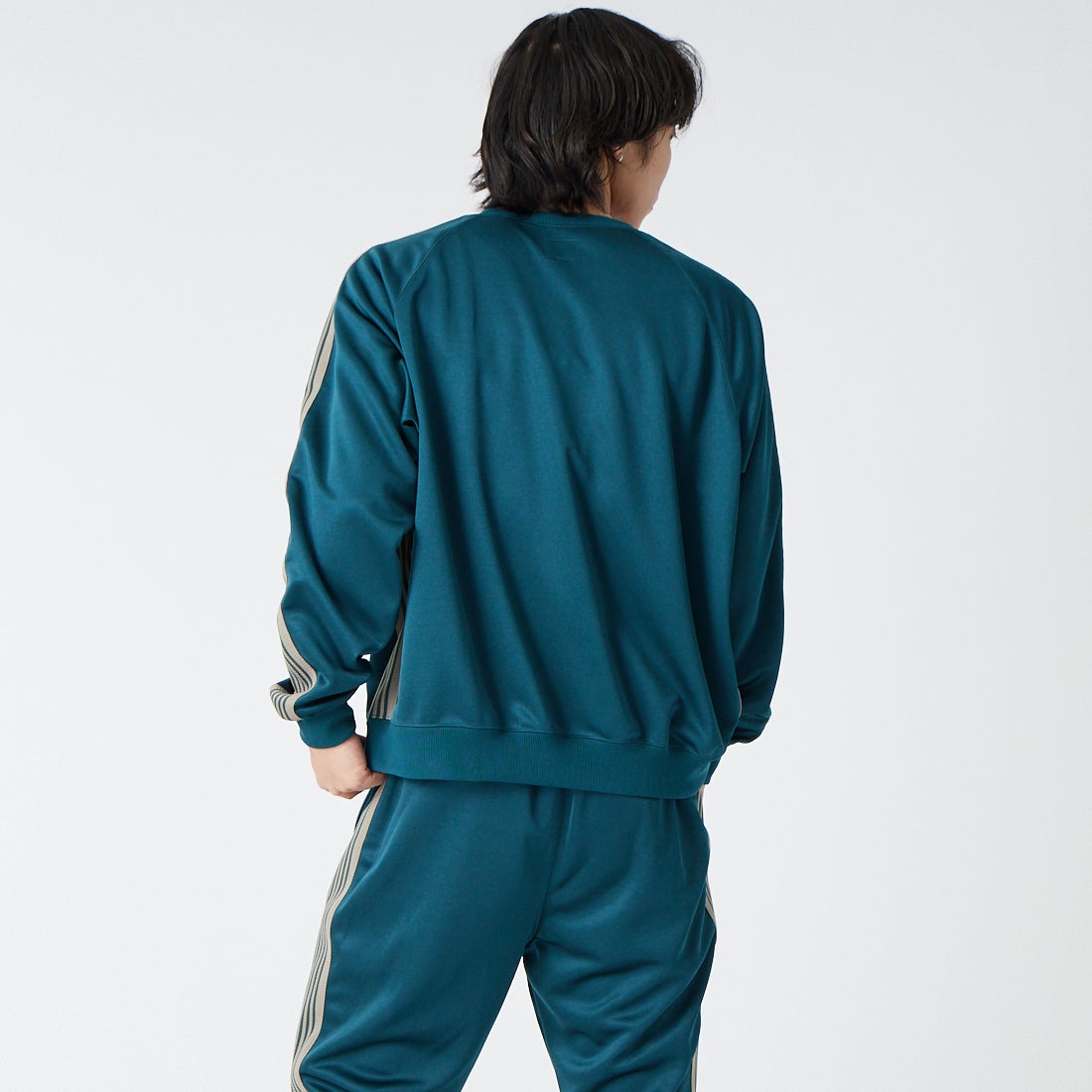 Needles [ニードルズ] トラッククルーネックシャツ [SX405] B GREEN &&モデル身長：179cm 着用サイズ：M&&