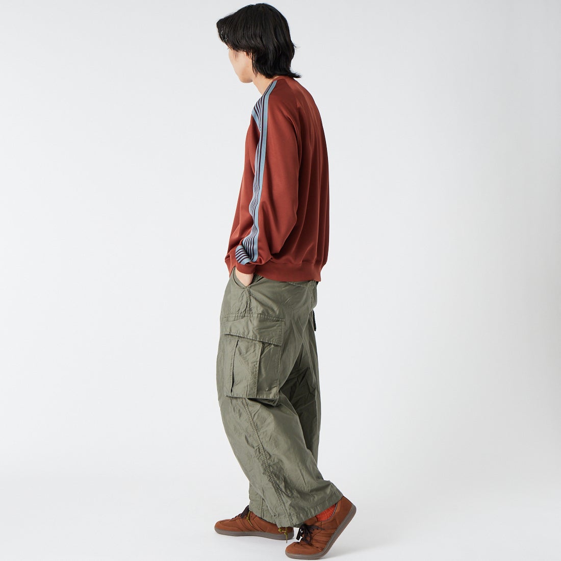 Needles [ニードルズ] トラッククルーネックシャツ [SX405] A RUST &&モデル身長：179cm 着用サイズ：L&&