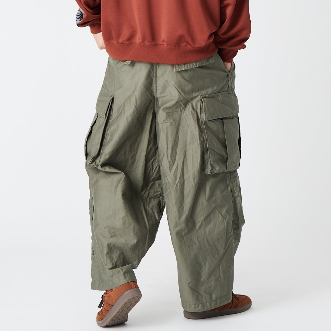 Needles [ニードルズ] BDUヒザデルパンツ [SX197] A OLIVE &&モデル身長：179cm 着用サイズ：S&&