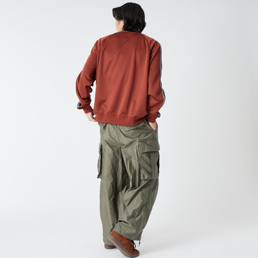 Needles [ニードルズ] BDUヒザデルパンツ [SX197] A OLIVE &&モデル身長：179cm 着用サイズ：S&&