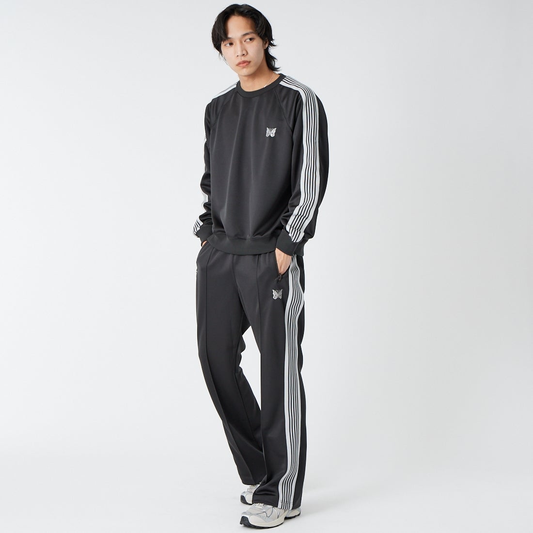 Needles [ニードルズ] ブーツカットトラックパンツ [SX408] C CHARCOAL &&モデル身長：179cm 着用サイズ：M&&